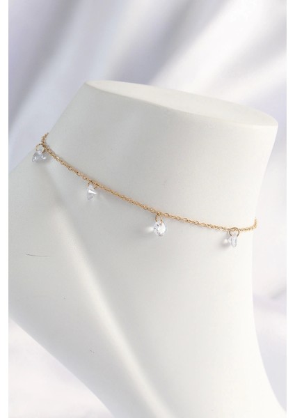 Bfs 316L Çelik Gold Renk Zirkon Taşlı Halhal