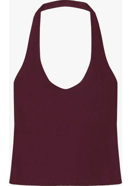 Sırt Dekolteli Halter Yaka Basic Atlet Mürdüm