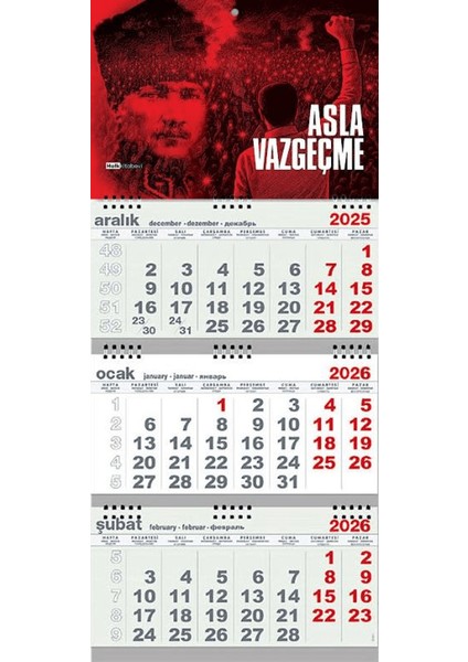 Asla Vazgeçme 2026 Gemici Duvar Takvimi