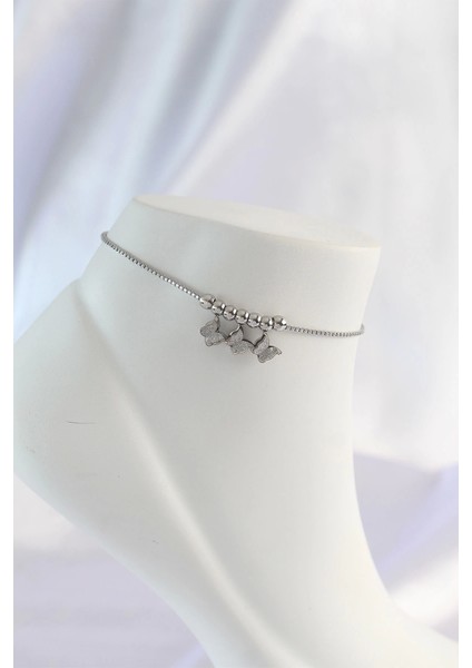 Bfs 316L Çelik Gümüş Renk Minimal Kelebek Tasarımlı Halhal