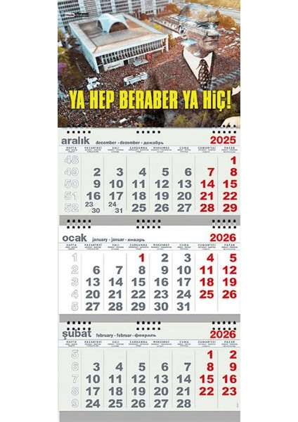 Ya Hep Beraber Ya Hiç 2026 Gemici Duvar Takvimi