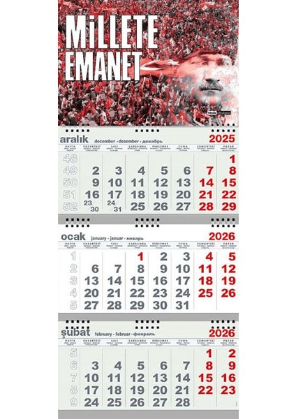 Millete Emanet 2026 Gemici Duvar Takvimi