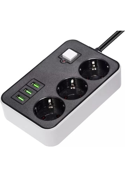 3 Usb’li 3’lü 1.8 M Akım Korumalı Priz (4887) fiyatları