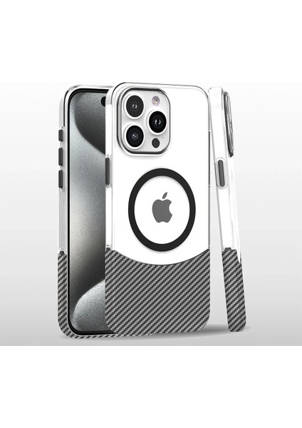 iPhone 16 Pro Carbon Puzzle Magsafe Kapak - BEYAZ-(5796)