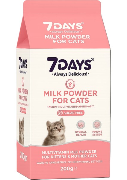 7 Days Yavru ve Anne Kediler Için Multivitaminli Süt Tozu 200 Gram fiyatları