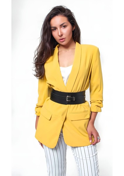 Deri Ayarlanabilir Korse Kemeri, Kalın Bel Kemeri - Ürün Rengi:siyah