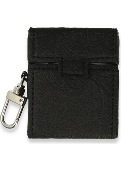 CLZ192 Airpods 2 (2.nesil) Uyumlu Deri Kılıf - Ürün Rengi : Siyah