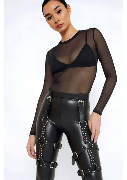 Deri Kemer Bacak Harness - Ürün Rengi:siyah