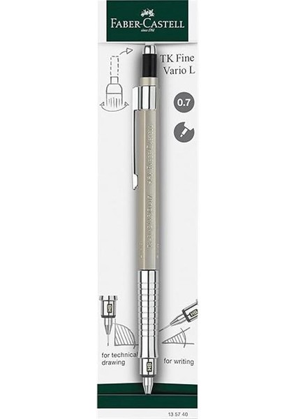 Faber-Castell Vario Lüx Versatil Kalem, 0.7 mm Uç, Sertlik Ayarlı Metal Uç, Silgili, Ergonomik