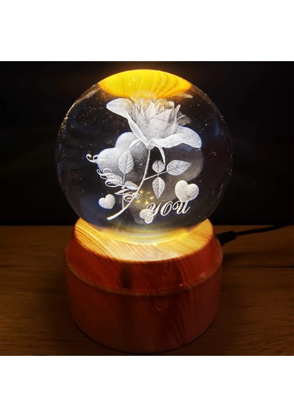 USB&039LI I Love You Dönen Cam Küre