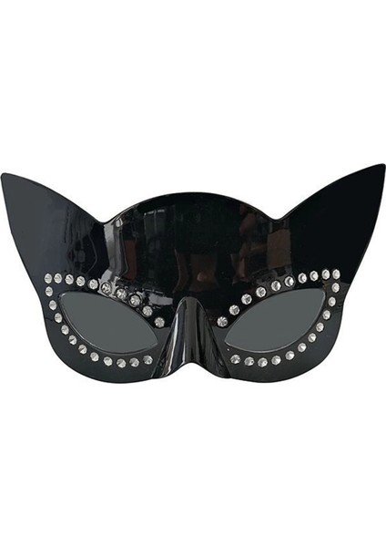 Siyah Renk Siyah Camlı Kedi Şekilli Parti Gözlüğü 20X11 cm fiyatları