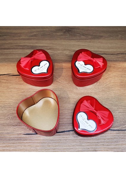 Kırmızı Metal Kalp Hediye Kutusu