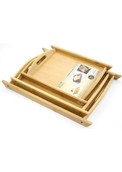 Leyloş 3'lü Bambu Tepsi Model 1