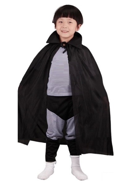 Siyah Renk Yakalı Çocuk Pelerin 90 cm