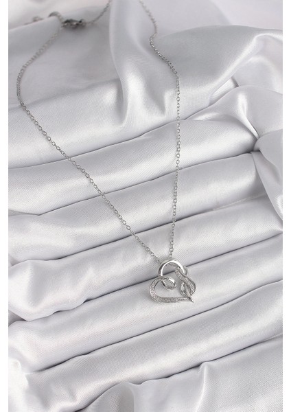 Bfs 316L Çelik Gümüş Renk Zincir Zirkon Taş Detaylı Kalp Model Sonsuzluk Detay Kadın Kolye fiyatları