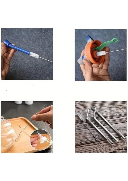 ® 6 Adet Pipet Temizleme Fırçası Suluk Akvaryum Biberon Temizlik Fırça Seti Cam Metal Çelik Bambu