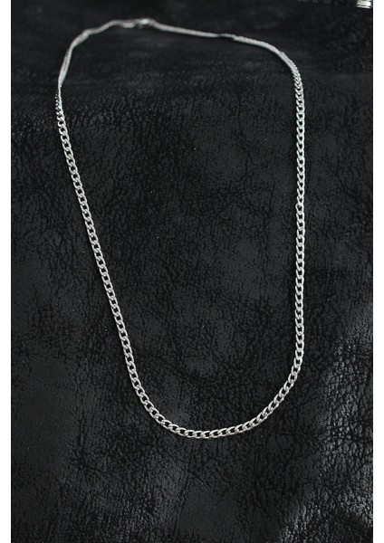 Bfs 316L Çelik Ince Klasik Zincir Model Gümüş Renk Erkek Kolye