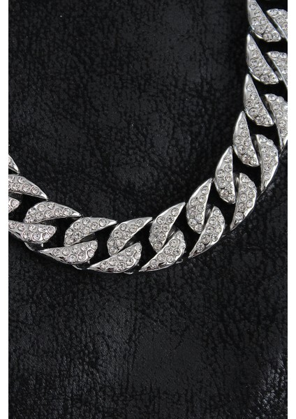 Bfs Pirinç Zirkon Taşlı Cuba Gurmet Model Gümüş Renk Erkek Kolye fiyatları