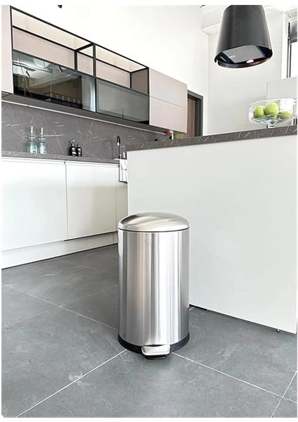 ME903006BOMBE Kapaklı Çelik Çöp Kovası 30LT Fırçalı, Siyah