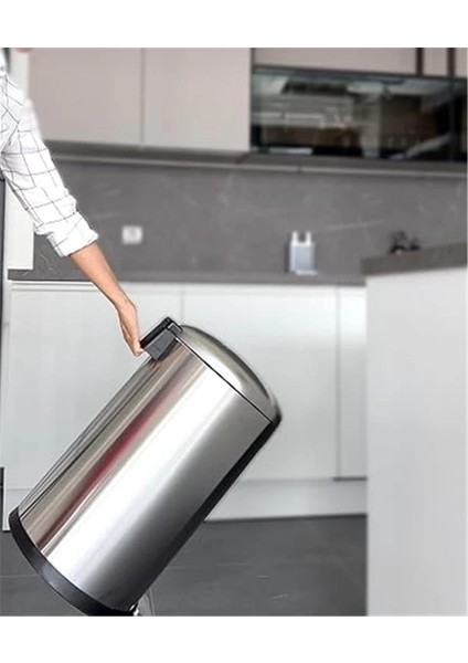 ME903006BOMBE Kapaklı Çelik Çöp Kovası 30LT Fırçalı, Siyah