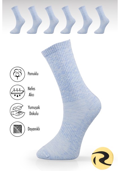 5 Çift Pamuklu Erkek Düz Dikişsiz Tenis Çorap Premium Mavi