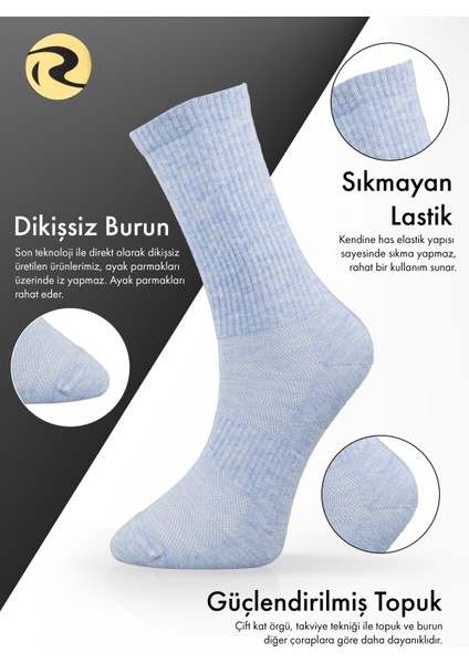 5 Çift Pamuklu Erkek Düz Dikişsiz Tenis Çorap Premium Mavi fiyatları