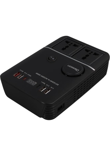 Olesson 1661 Dc 12-24V 200W Oto Araç Power Inverter 2x Çakmak Girişi - 2x Type-C - 4x USB - 2x 220V Üniversal Priz fırsatları