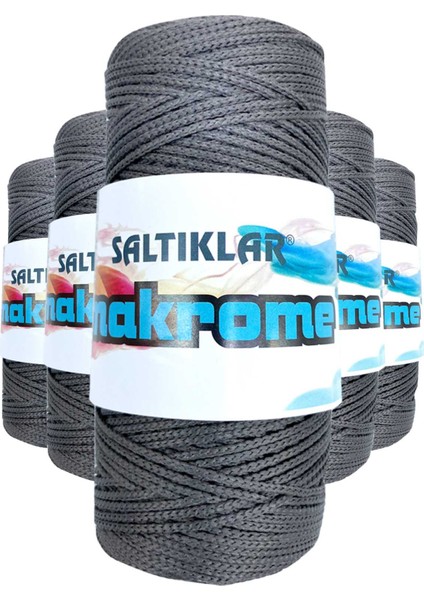 5 Adet Polyester Makrome İpi 420 Koyu Gri 100 gr