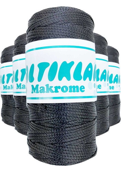 5 Adet Polyester Makrome İpi 68 Füme Gri 100 gr