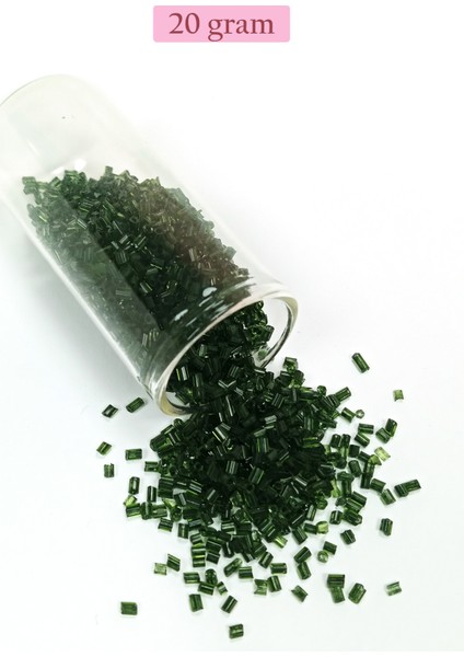 Kesme Cam Boncuk 2 mm - 20 Gram - Şeffaf Koyu Yeşil -BNC319