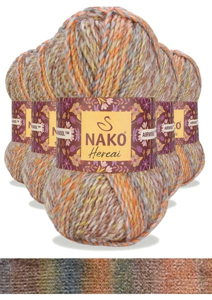 5 Adet Hercai Ebruli Hırka Kazak Atkı Bere El Örgü İpi Yünü 76035