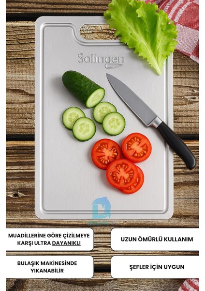 Solıngen Paslanmaz Çelik Kesme Tahtası 2 Adet Antibakteriyel Yüzey