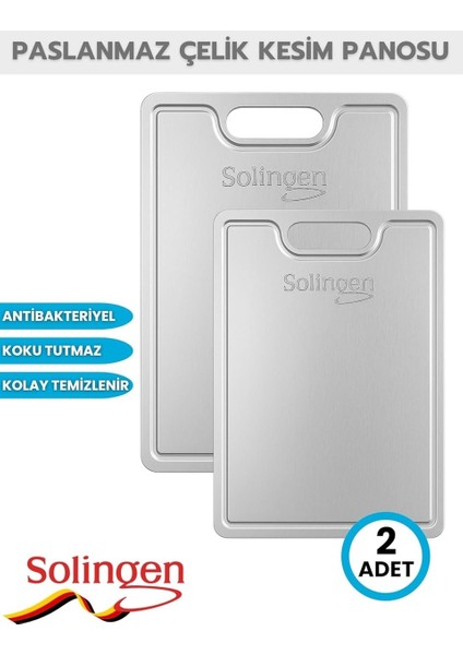 Solıngen Paslanmaz Çelik Kesme Tahtası 2 Adet Antibakteriyel Yüzey fırsatları