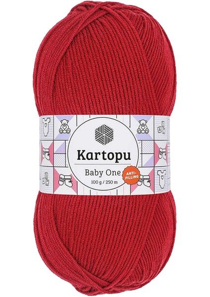 1 Adet Baby One Tüylenmeyen El Örgü İpi Yünü Kırmızı K125