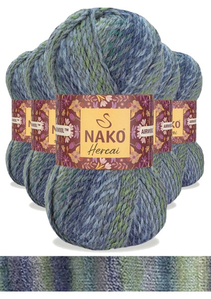 5 Adet Hercai Ebruli Hırka Kazak Atkı Bere El Örgü İpi Yünü 28046