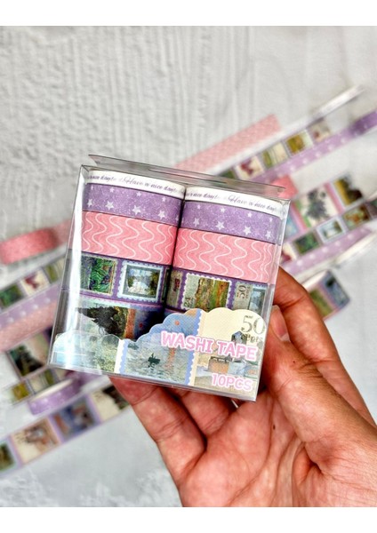 Pastel Art 10'lu Washi Bant Set/ Washi Tape / Bullet Journal / Scrapbook