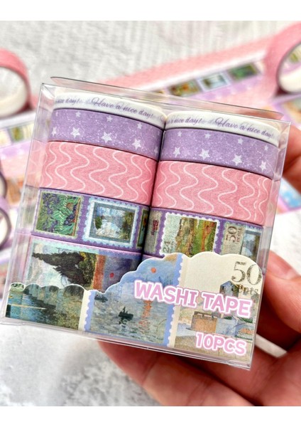 Pastel Art 10'lu Washi Bant Set/ Washi Tape / Bullet Journal / Scrapbook indirimleri