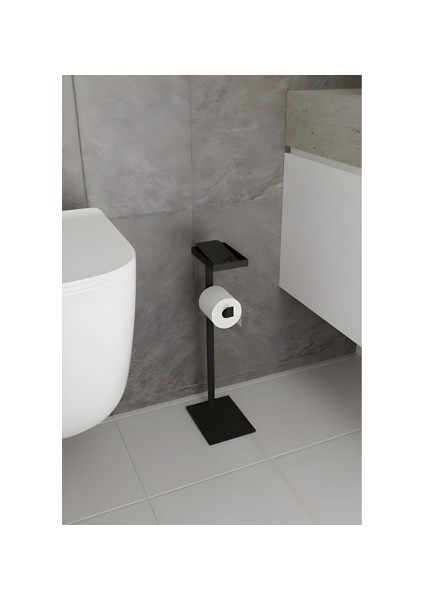 Telefon Raflı Metal Tuvalet Kağıdı Askısı Ayaklı Minimalist Tuvalet Kağıtlığı Banyo Toparlayıcı