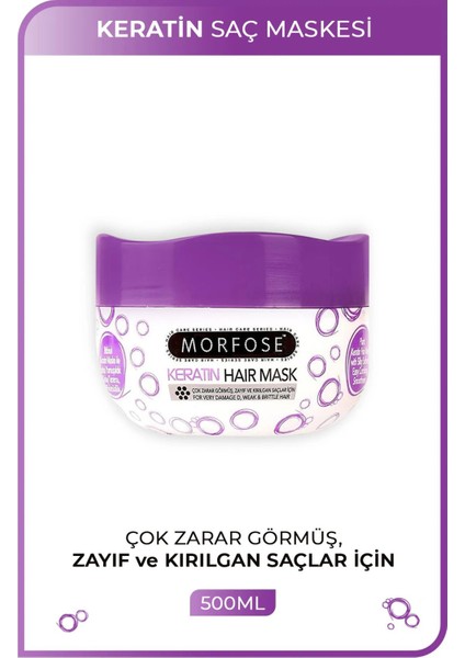 Keratin Saç Maskesi 500 ml - Yıpranmış Saçlar Için - Mrfs