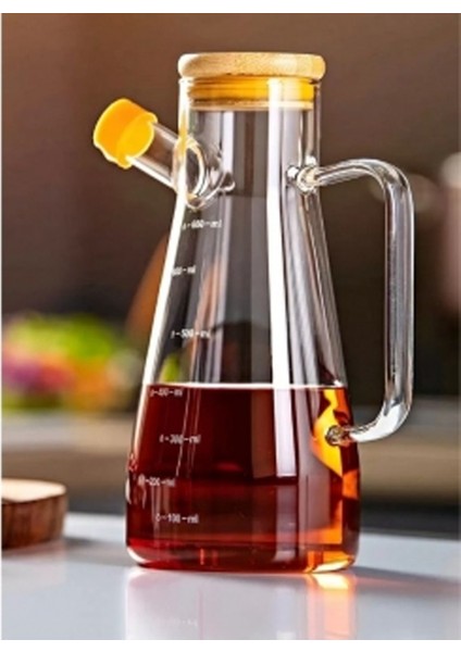 Salkım 900 ml Bambu Kapaklı Cam Yağdanlık ROYALEKS-CLKN-1800