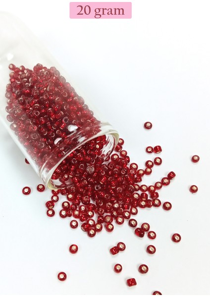 Dökme Cam Kum Boncuk (8/0) 3 mm - 20 Gram - Koyu Kırmızı - BNC183