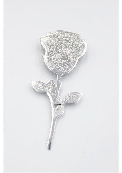 Çelik Gül Broş - Gümüş
