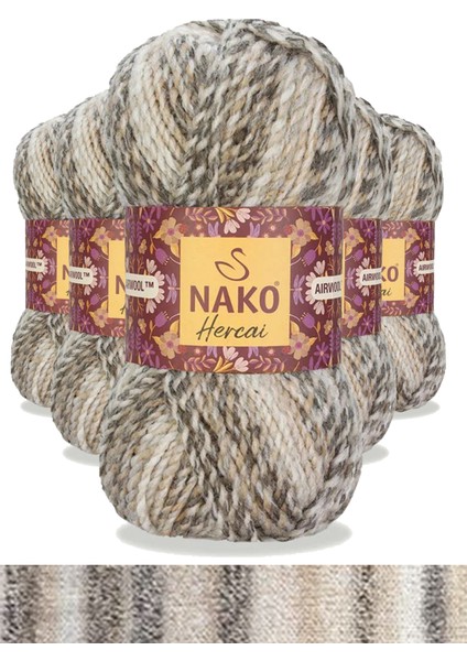 5 Adet Hercai Ebruli Hırka Kazak Atkı Bere El Örgü İpi Yünü 7309