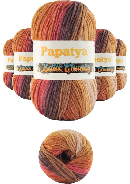 5 Adet Batik Chunky Örgü İpi Yünü Tüm Kıyafetlere Uygun - 111