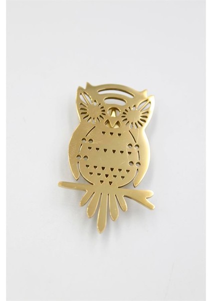 Çelik Baykuş Broş - Altın