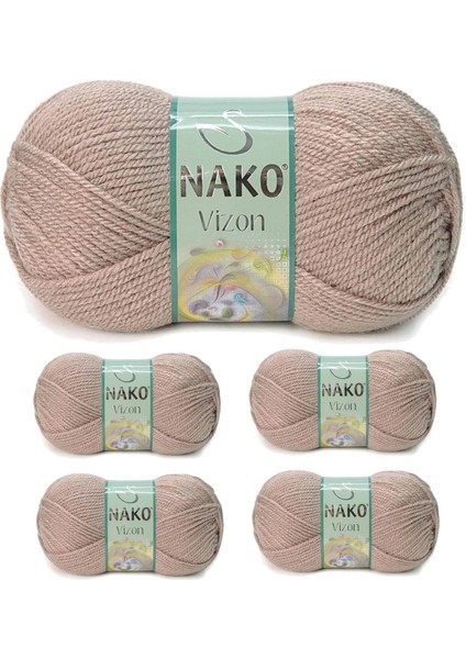 5 Adet Vizon Premium Akrilik El Örgü İpi Yünü Renk NO:257 Sütlü Kahve