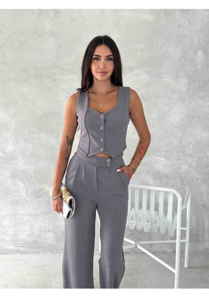 Gri Yelekli Pantolon Takim
