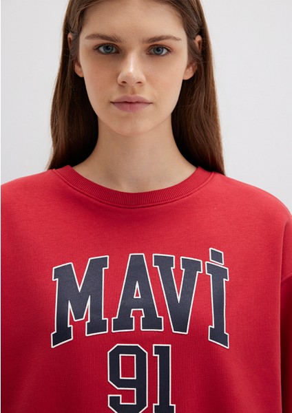 Mavi Logo Baskılı Kırmızı Sweatshirt 1S10381-80638 indirimleri