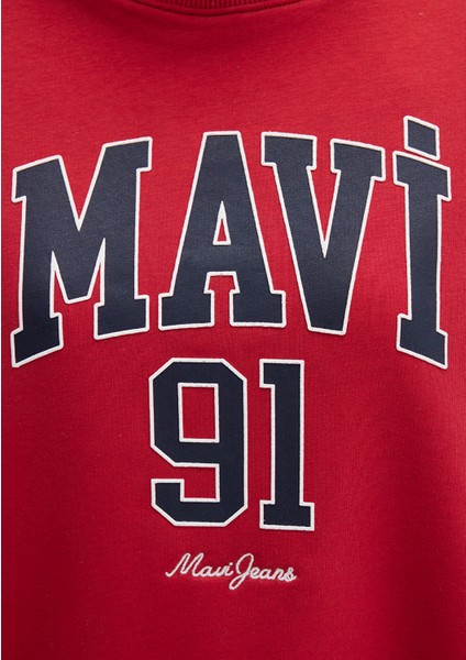 Mavi Logo Baskılı Kırmızı Sweatshirt 1S10381-80638