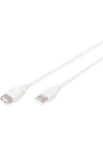 USB 2.0 Uzatma Kablosu, USB A, Erkek - USB A Dişi, Awg 28, 1.8 Metre, USB 2.0 Uyumlu, Ul, Bej Renk